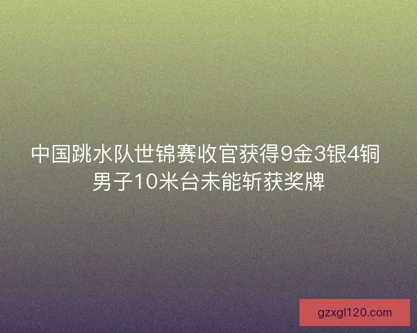 中国跳水队世锦赛收官获得9金3银4铜 男子10米台未能斩获奖牌