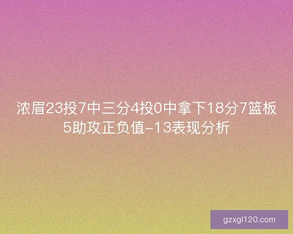 浓眉23投7中三分4投0中拿下18分7篮板5助攻正负值-13表现分析