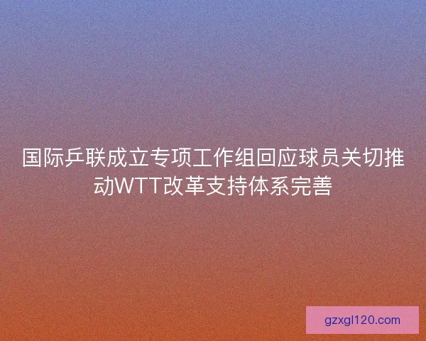 国际乒联成立专项工作组回应球员关切推动WTT改革支持体系完善